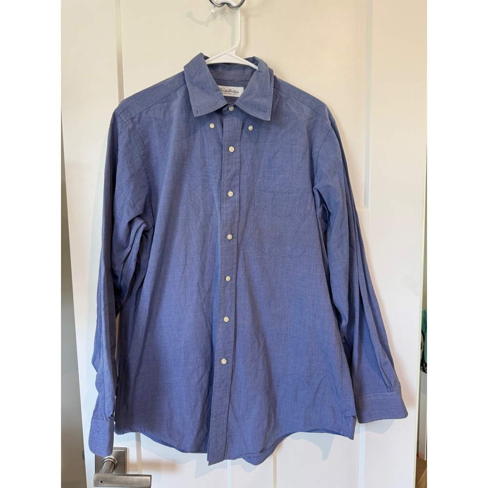 Brooks Brothers Mens Blue Cotton Button Down Shirt 15.5 34 Long Sleeve